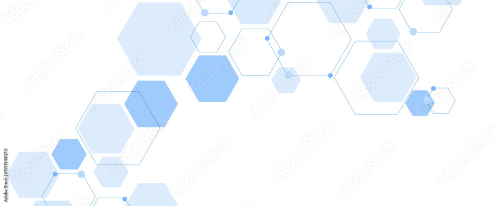 Poster hexagon technology corner pattern. hexagon technology element design. blue hexagon seamless pattern 