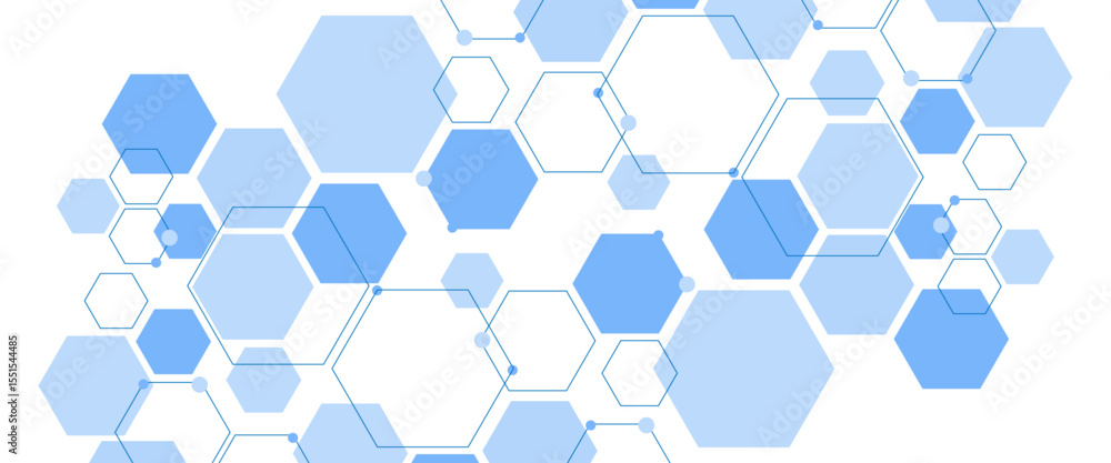 Poster hexagon technology corner pattern. hexagon technology element design. blue hexagon seamless pattern 