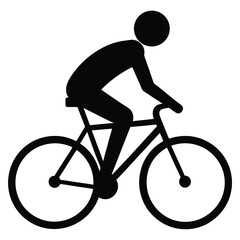 Obraz premium Cycling Silhouette Icon of Cyclist Riding a Bicycle on White Background