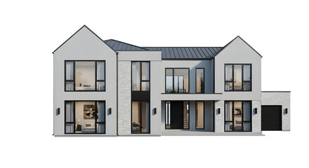 Modern luxury home exterior 3d rendered isolated on white background