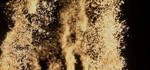 Abstract background with golden star particles flowing. Perfect for luxury, celebration, and cosmic...