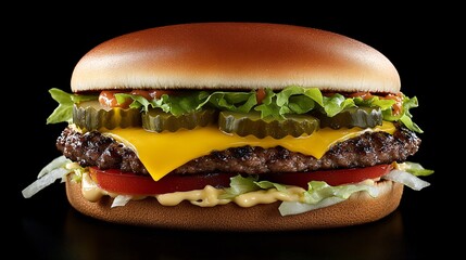 Cheeseburger with Cucumber and Lettuce Ultimate Stacked Burger Perfection	