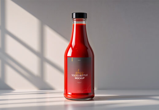 Sauce Bottle Packaging Mockup PSD