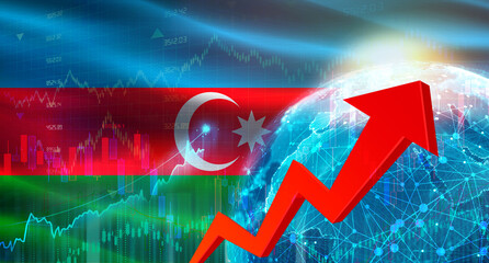Global financial growth with Azerbaijan flag. Financial growth with Azerbaijan flag on economic background