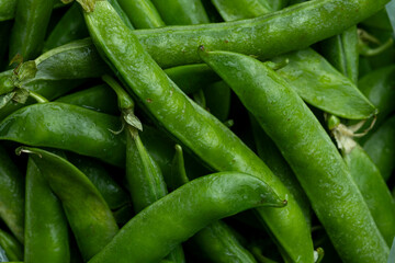 Juicy green peas close up macro texture