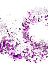 Vibrant purple confetti bursts and swirls. Ideal for celebration, party, and festive designs.