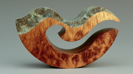 Obraz premium Abstract Wooden Sculpture: Intertwined Waves