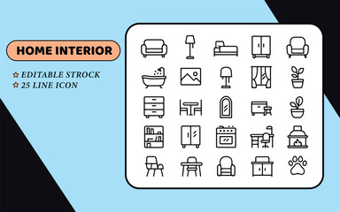 Home Interior Icons | Flat Minimal Furniture Icon Set