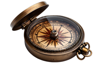 Compass with luminous dial isolated on white background