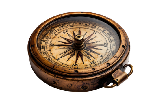 Compass with rotating bezel isolated on white background