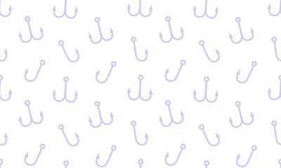 Seamless pattern with fishing hook. Fishhook simple silhouette background. Flat vector illustration 