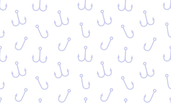 Seamless pattern with fishing hook. Fishhook simple silhouette background. Flat vector illustration 