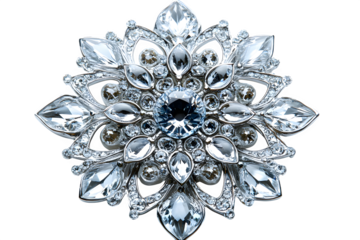 Crystal snowflake with symmetrical design frosty winter theme isolated on white background