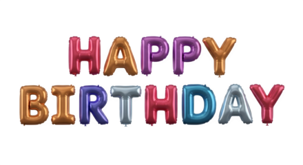 Colorful Happy Birthday Balloon Letters 3d rendered isolated on white background