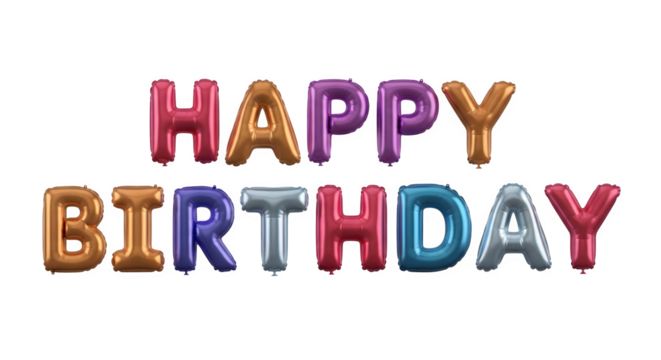 Colorful Happy Birthday Balloon Letters 3d rendered isolated on white background