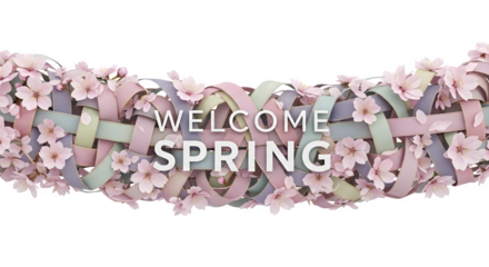 Welcome Spring floral arrangement 3d rendered isolated on white background