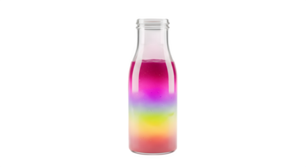 Rainbow layered drink in glass bottle 3d rendered isolated on white background