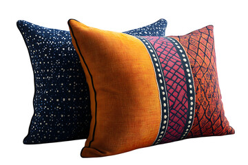 Decorative pillow with geometric patterns soft home decor isolated on white background