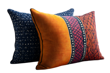 Decorative pillow with geometric patterns soft home decor isolated on white background