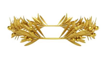 Golden olive wreath 3d rendered isolated on white background