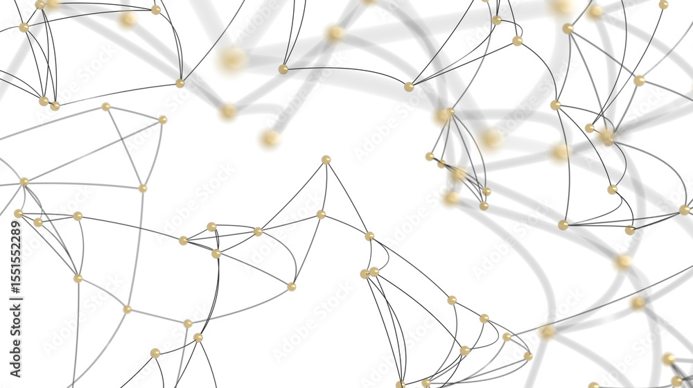 Poster abstract image of network connections, nodes, digital technology, and communication.