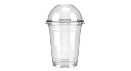 Empty plastic cup with dome lid 3d rendered isolated on white background