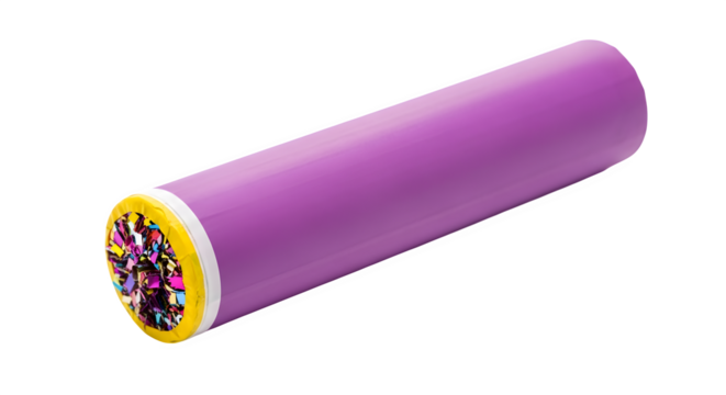 Rolled purple vinyl with colorful core 3d rendered isolated on white background