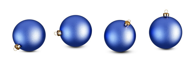 Set of blue christmas balls isolated  on white