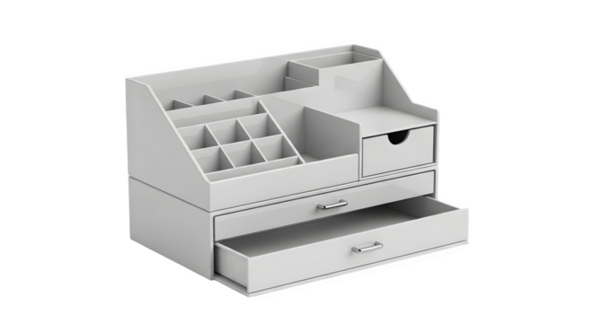 White desk organizer 3d rendered isolated on white background