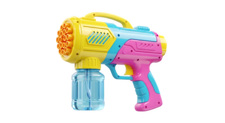 Colorful bubble gun toy, 3d rendered isolated on white background