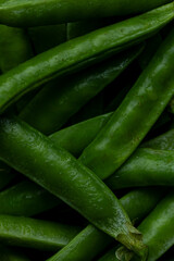Juicy green peas close up macro texture