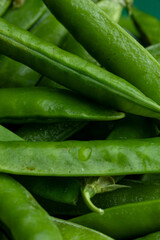Juicy green peas close up macro texture
