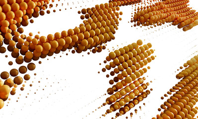 High-resolution stock photo of abstract golden spheres forming a wave pattern. Perfect for modern designs.