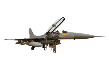 F-16 fighter jet isolated on a white background