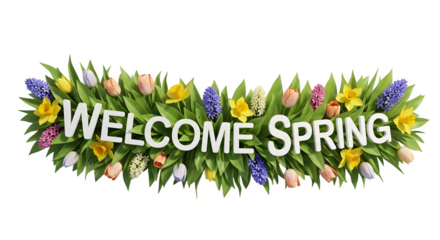 Welcome Spring floral arrangement 3d rendered isolated on white background