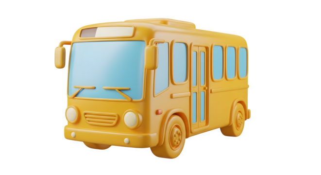 Yellow school bus 3d rendered isolated on white background