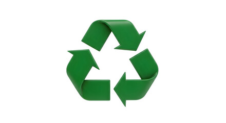 Green recycling symbol 3d rendered isolated on white background