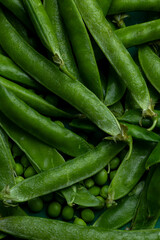 Juicy green peas close up macro texture