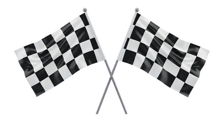 Obraz premium Checkered racing flags 3d rendered isolated on white background
