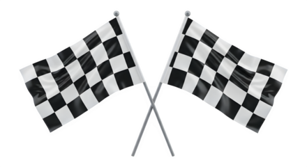 Checkered racing flags 3d rendered isolated on white background