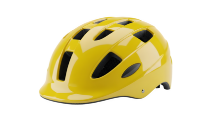 Yellow bicycle helmet 3d rendered isolated on white background