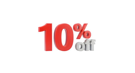 Ten Percent Off Discount 3d rendered isolated on white background