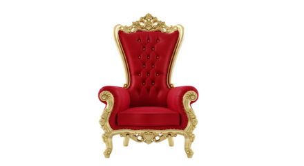 Regal red throne chair, 3d rendered isolated on white background