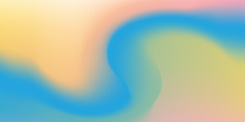 Abstract clear blue sky. Pastel rainbow. Light blue, pink and yellow color vector banner. Pastel gradient sky pattern. Blurred light fuzz colorful gradient background. Vector soft horizontal backdrop