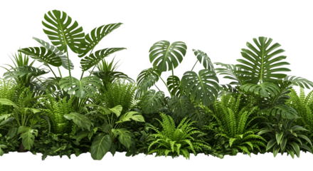 Tropical foliage arrangement 3d rendered  isolated on white background