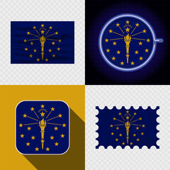 Creative Indiana Flag Icon Set Collection.