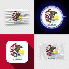 Creative Illinois Flag Icon Set Collection.