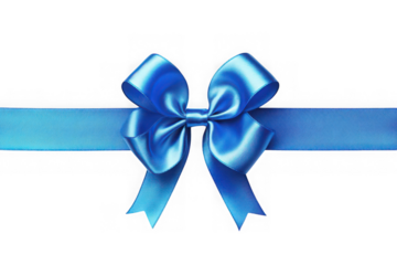 Elegant blue ribbon bow decoration gift festive celebration party design element graphic isolated on transparent background