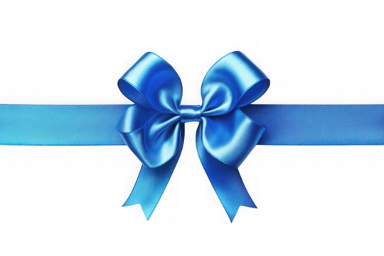 Elegant blue ribbon bow decoration gift festive celebration party design element graphic isolated on transparent background