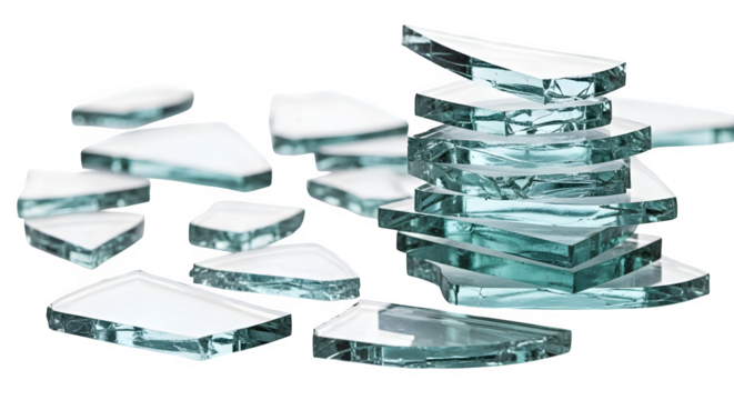 Broken glass shards 3d rendered on white background - Powered by Adobe
